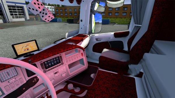 Red and white interior for 50k Scania